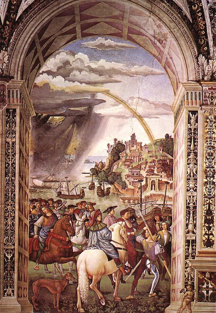 Aeneas Piccolomini Leaves for the Council of Basle painting - Bernardino Pinturicchio Aeneas Piccolomini Leaves for the Council of Basle art painting